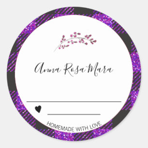 *~* Canning Jelly  Buffalo Gingham Heart AP30  Classic Round Sticker