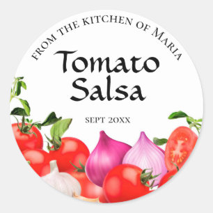 Canning Round Label Tomato Salsa Homemade Preserve