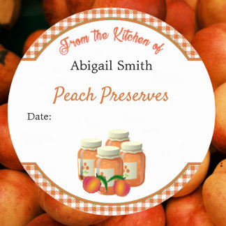 Canning Sticker Peach Gingham