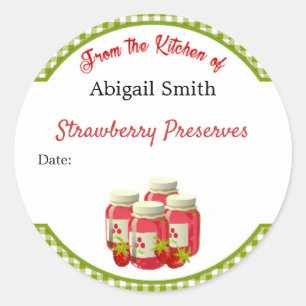 Canning Sticker Strawberry Gingham