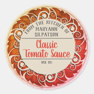 Canning tomatoes personalised from the kitchen of classic round sticker