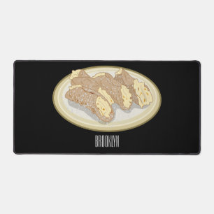 Cannoli cartoon illustration desk mat
