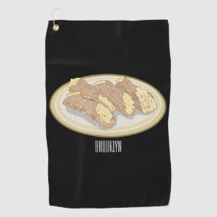 Cannoli cartoon illustration  golf towel