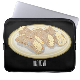 Cannoli cartoon illustration  laptop sleeve