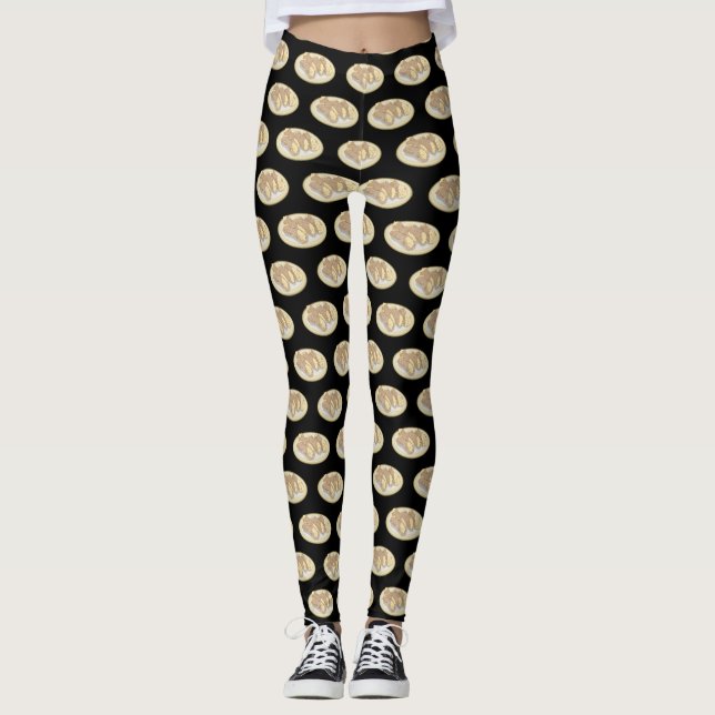 Cannoli cartoon illustration leggings (Front)