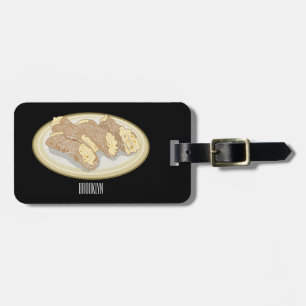 Cannoli cartoon illustration luggage tag