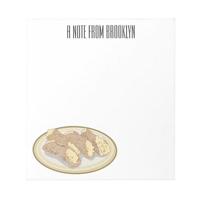Cannoli cartoon illustration  notepad (Front)