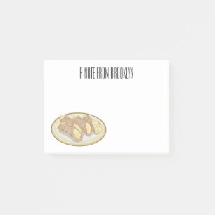 Cannoli cartoon illustration  post-it notes