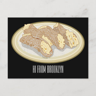 Cannoli cartoon illustration  postcard