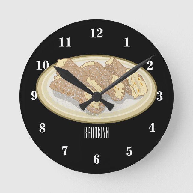 Cannoli cartoon illustration round clock (Front)