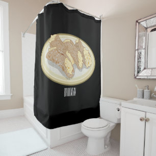 Cannoli cartoon illustration  shower curtain