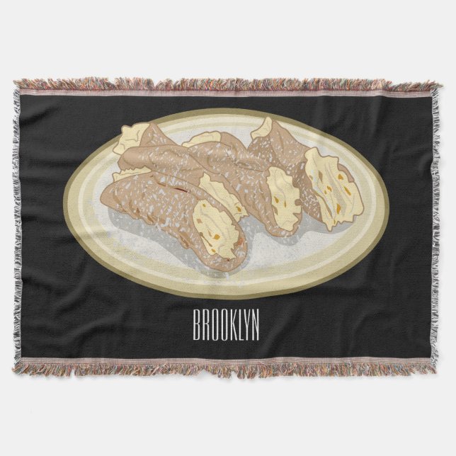 Cannoli cartoon illustration throw blanket (Front)