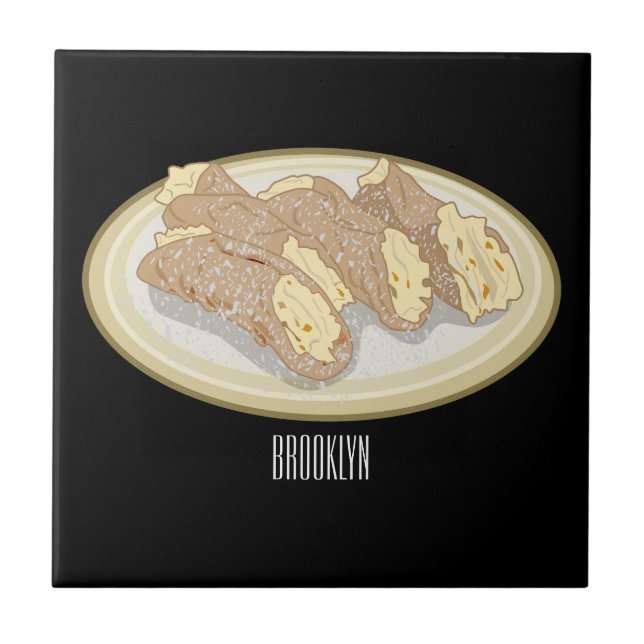 Cannoli cartoon illustration  tile (Front)