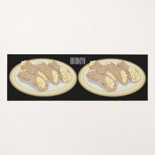 Cannoli cartoon illustration yoga mat