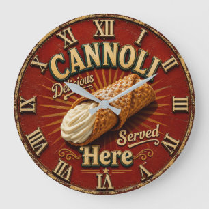 Cannoli Italian Bakery Kitchen Pastry Gift Large Clock