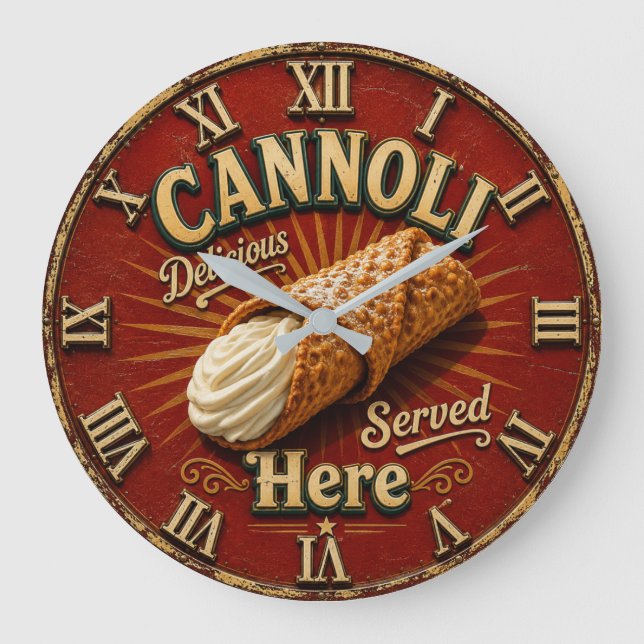 Cannoli Italian Bakery Kitchen Pastry Gift Large Clock (Front)