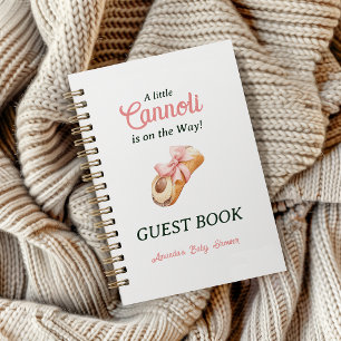 Cannoli Pink Bow Girl Italian Baby Shower Guest Notebook