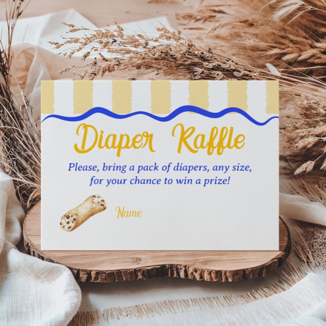 Cannoli Yellow Blue Italian Baby Shower Diaper Enclosure Card (Creator Uploaded)