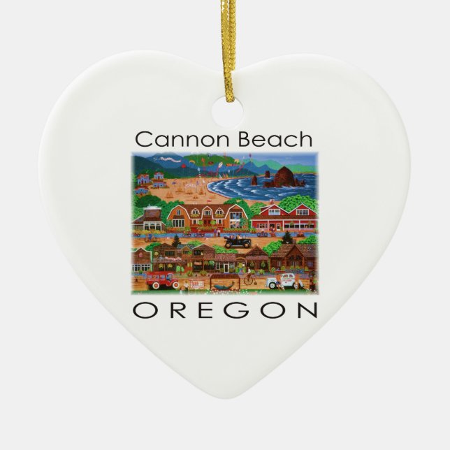 Cannon Beach ~ Oregon Ceramic Tree Decoration (Front)