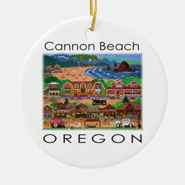Cannon Beach ~ Oregon Ceramic Tree Decoration (Front)