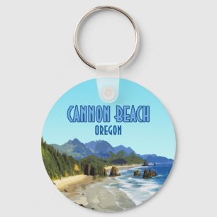 Cannon Beach Oregon Coast Vintage Key Ring