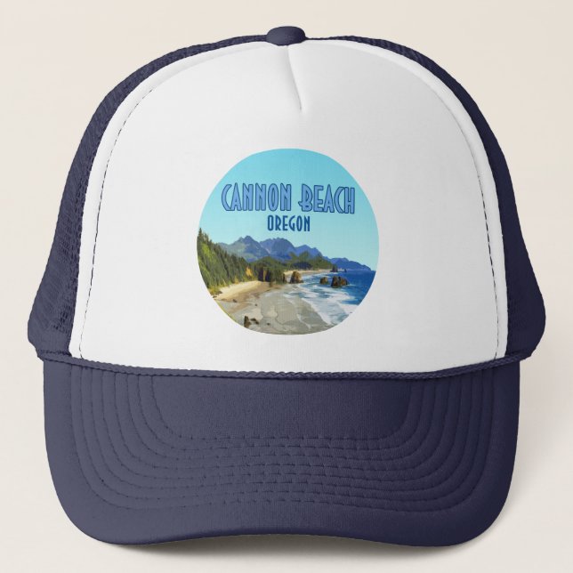 Cannon Beach Oregon Coast Vintage Trucker Hat (Front)