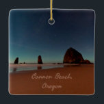 Cannon Beach Oregon Haystack Rock Ceramic Ornament<br><div class="desc">Cannon Beach Oregon Haystack Rock
Beautiful night beach photograph with stars over the ocean.</div>