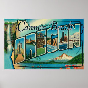 Cannon Beach, Oregon - Large Letter Scenes Poster