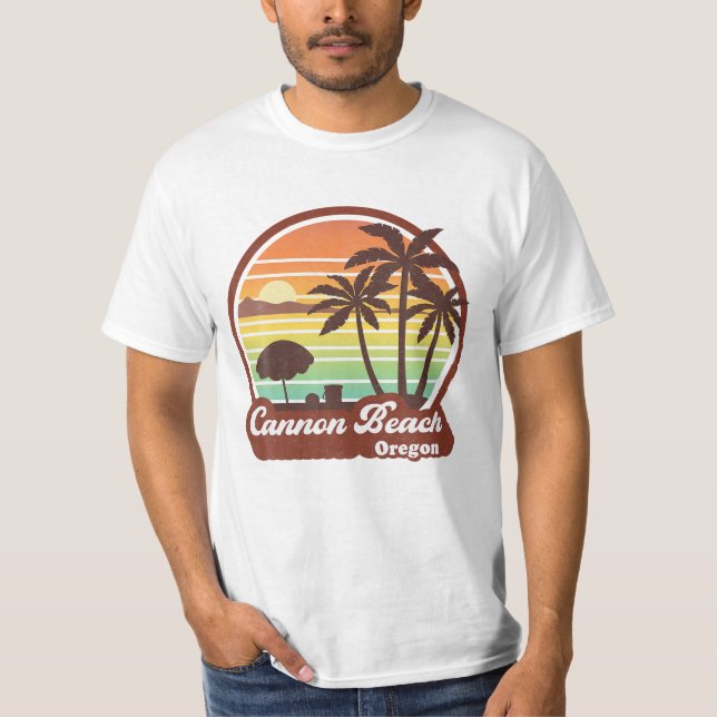 Cannon Beach Oregon OR Retro 70 T-Shirt (Front)