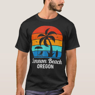 Cannon Beach Oregon Palm Tree Vintage Sunset Summe T-Shirt
