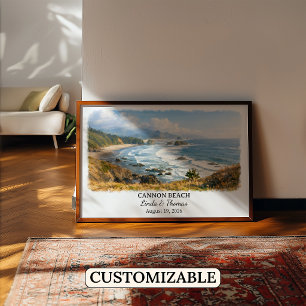 Cannon Beach Oregon Poster, Watercolor, Custom Poster