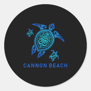 Cannon Beach Oregon Sea Blue Tribal Turtle Classic Round Sticker