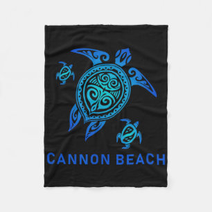 Cannon Beach Oregon Sea Blue Tribal Turtle Fleece Blanket