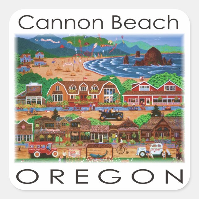 Cannon Beach ~ Oregon Square Sticker (Front)