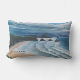 Cannon Beach Seascape Painting Lumbar Cushion