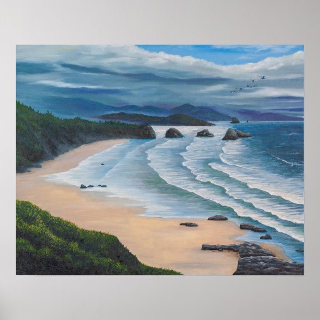 Cannon Beach Seascape Painting Poster (Front)
