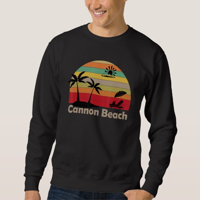 Cannon Beach Skyline Oregon Haystack Rock Souvenir Sweatshirt (Front)