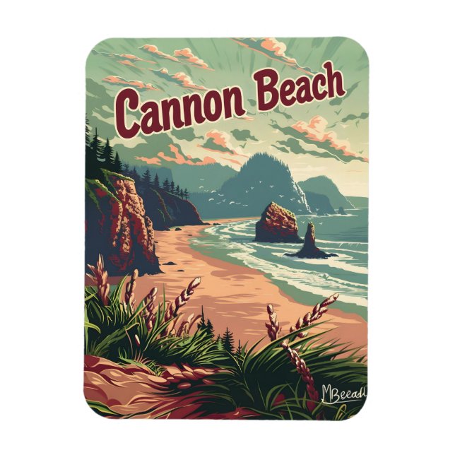 Cannon Beach Vintage Magnet (Vertical)