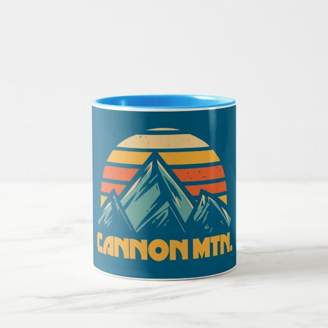 Cannon Mountain New Hampshire Retro Turquoise Two-Tone Coffee Mug (Center)
