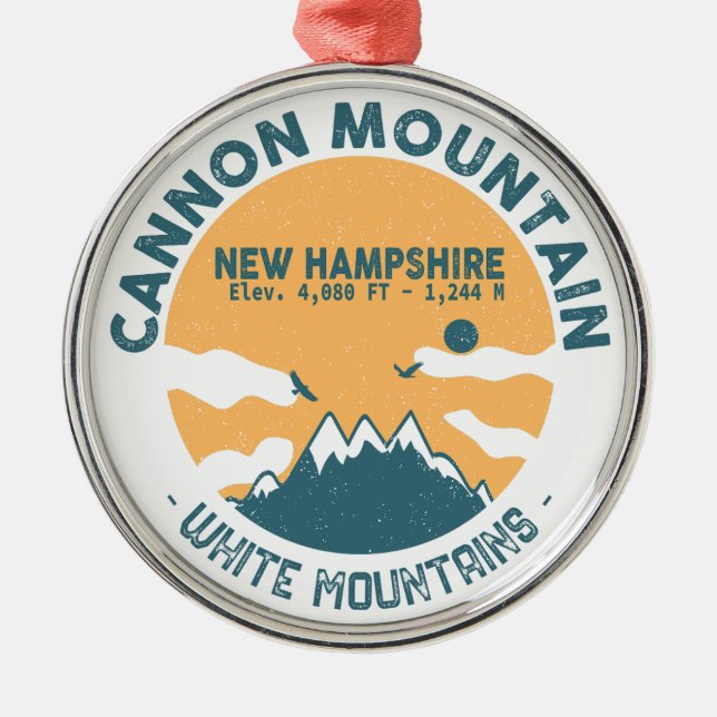 Cannon Mountain New Hampshire Skiing Metal Tree Decoration (Front)