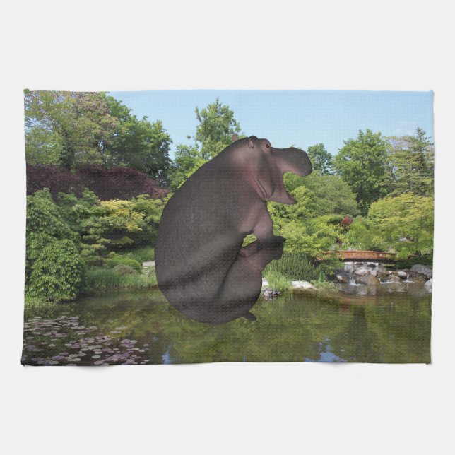 Cannonball Hippo Tea Towel (Horizontal)