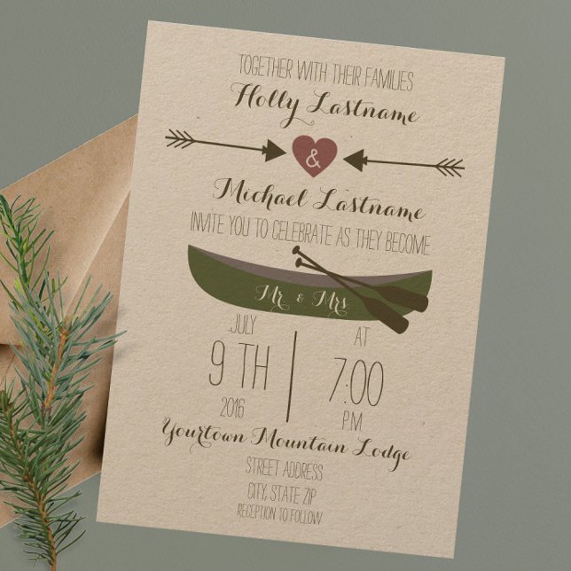 Canoe + Arrows Rustic Wedding Invitation (Creator Uploaded)