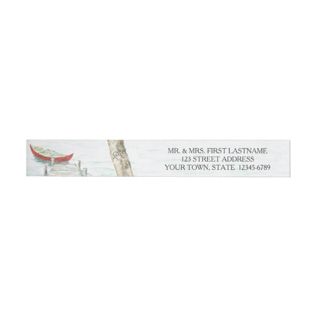 Canoe at the Lake Watercolor Wraparound Address Label (Individual)