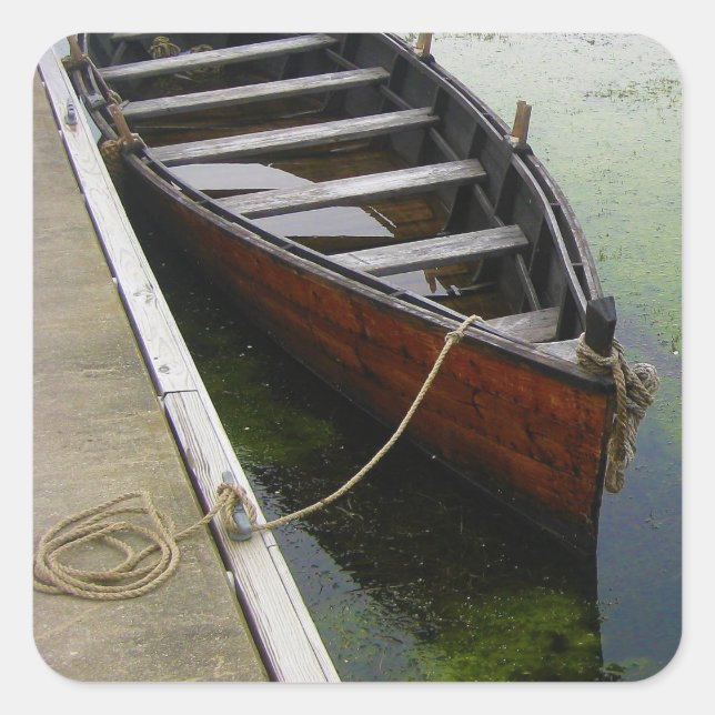 Canoe Boat Docked Square Sticker (Front)