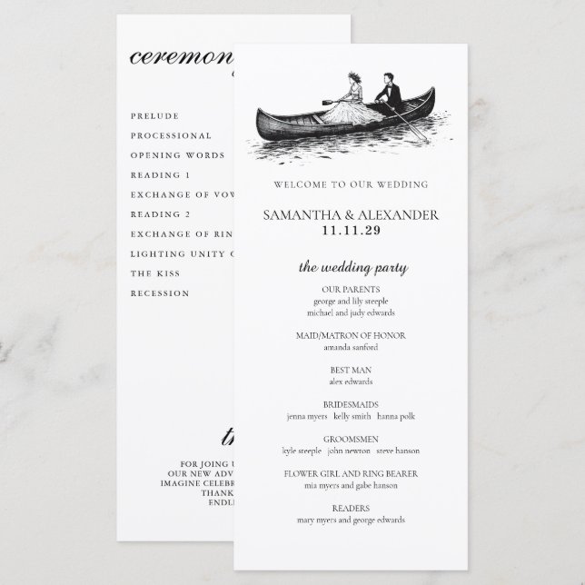 Canoe Couple Ceremony Program (Front/Back)
