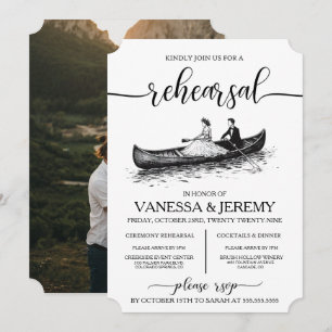 Canoe Couple Rehearsal Dinner Invitation