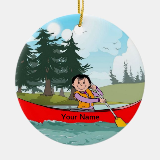 Canoe - Female Ceramic Tree Decoration (Front)