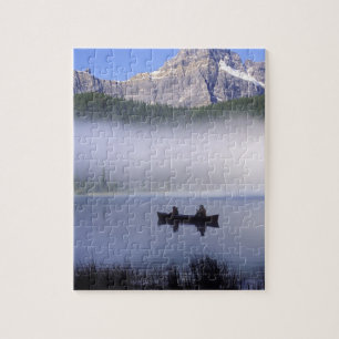 Canoe fishing Waterfowl Lake, Banff National Jigsaw Puzzle