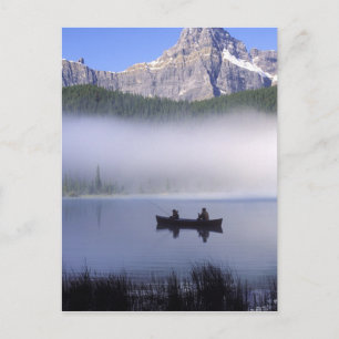 Canoe fishing Waterfowl Lake, Banff National Postcard