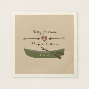 Canoe + Heart With Arrows Wedding Napkins